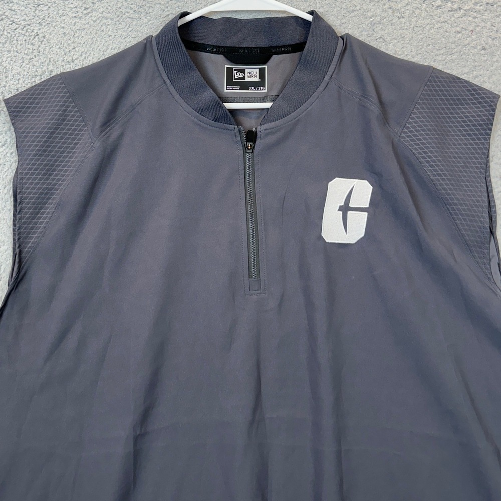 New Era Vest Mens 3XL Quarter Zip Dark Grey Performance Stretch Sleeveless EUC